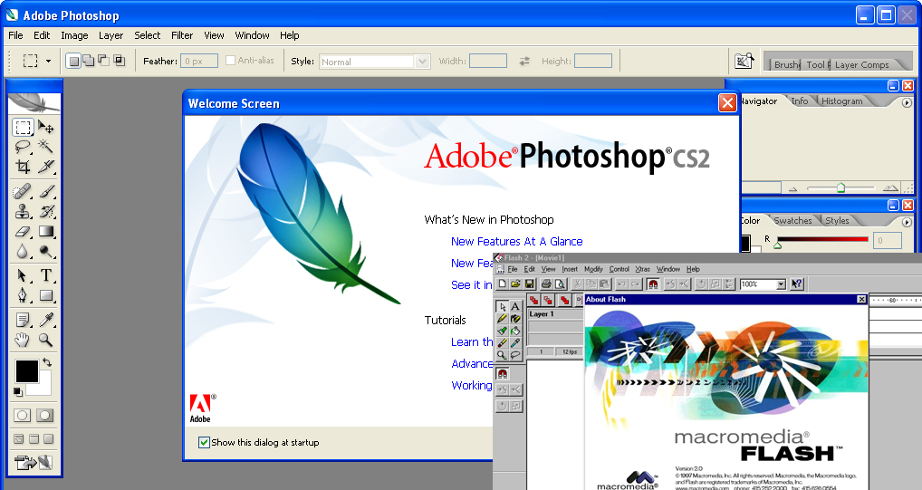 Old Versions of Adobe Photoshop and Macromedia Flash